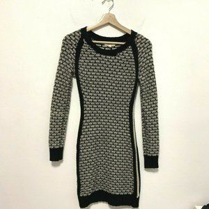 Pink Rose XS Sweater Dress Long Sleeve Black Ivory